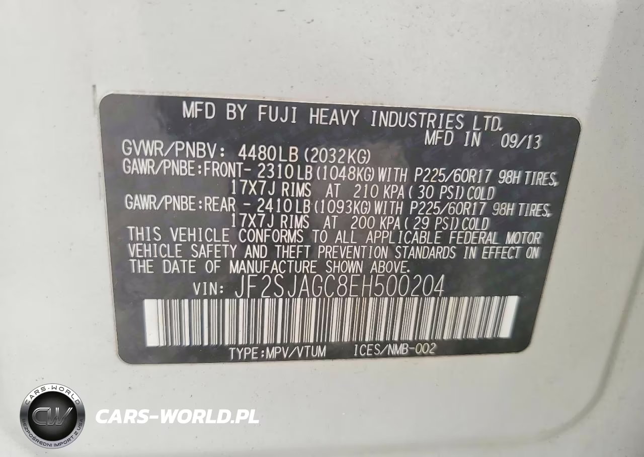 2014 Subaru Forester 2.5I Premium VIN:JF2SJAGC8EH500204 - 13