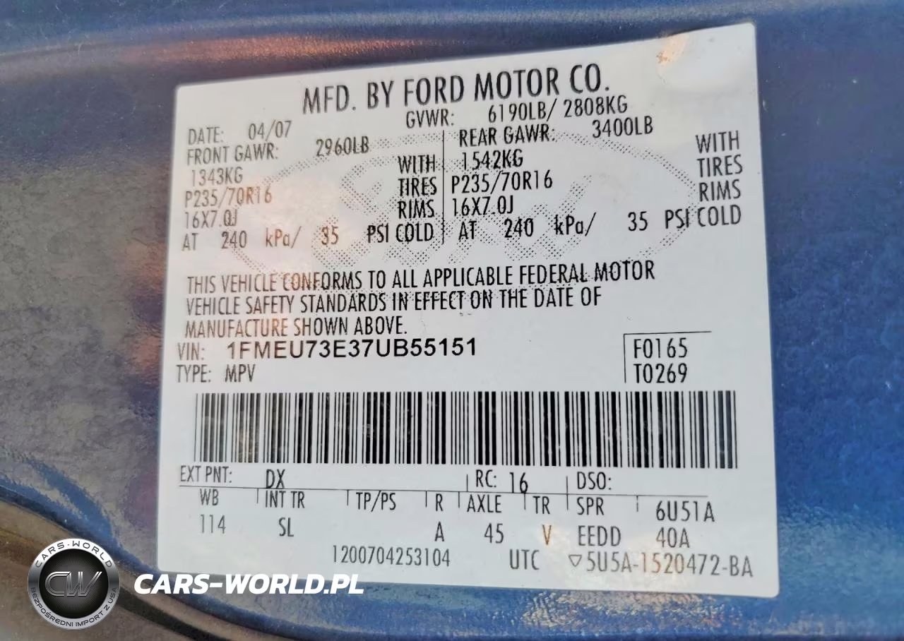 2007 Ford Explorer Xlt VIN:1FMEU73E37UB55151 - 13