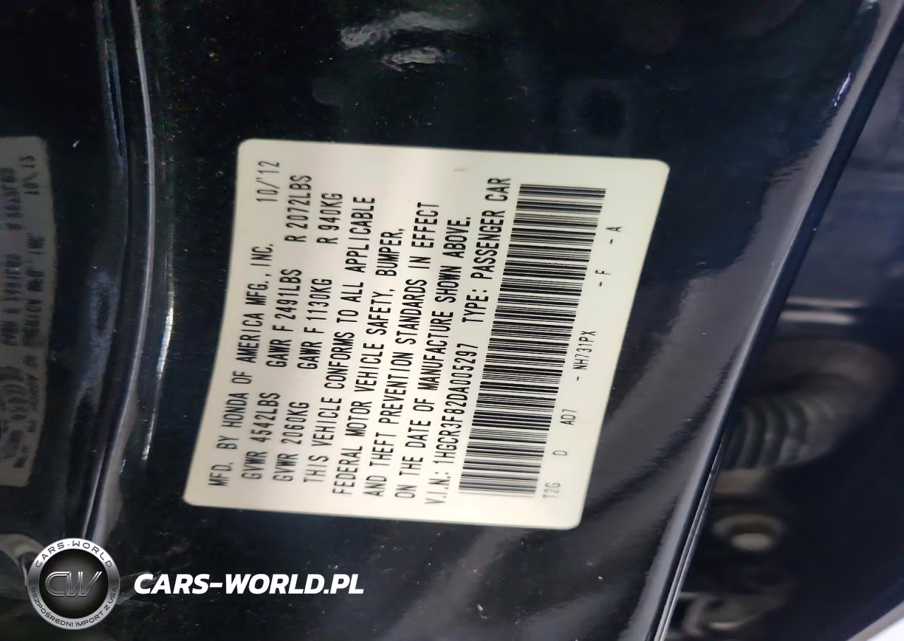 2013 Honda Accord Exl VIN:1HGCR3F82DA005297 - 12