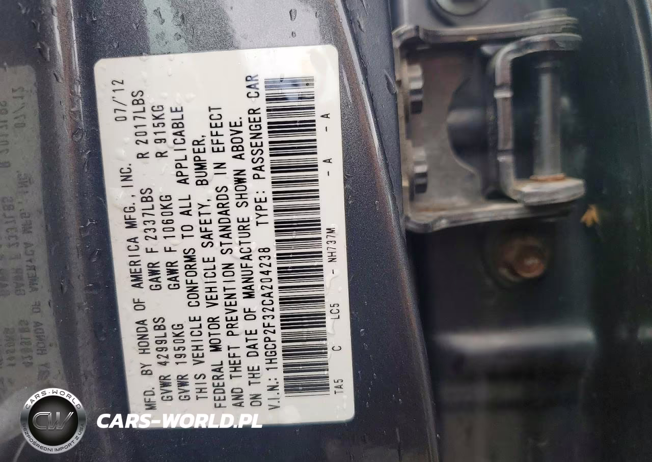 2012 Honda Accord Lx VIN:1HGCP2F32CA204238 - 13
