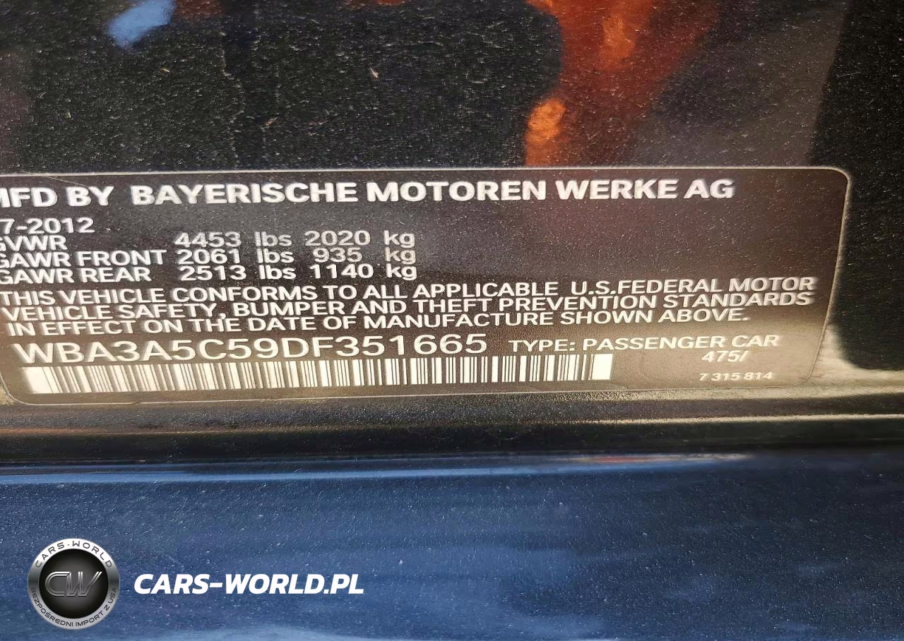 2013 BMW 328 I VIN:WBA3A5C59DF351665 - 12