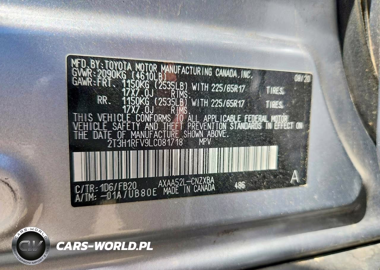 2020 Toyota Rav4 Le VIN:2T3H1RFV9LC081718 - 12