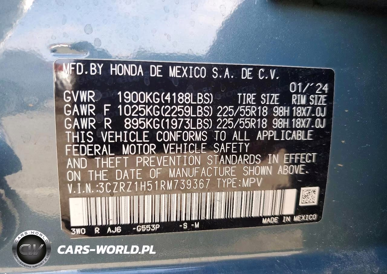 2024 Honda Hr-V Sport VIN:3CZRZ1H51RM739367 - 13