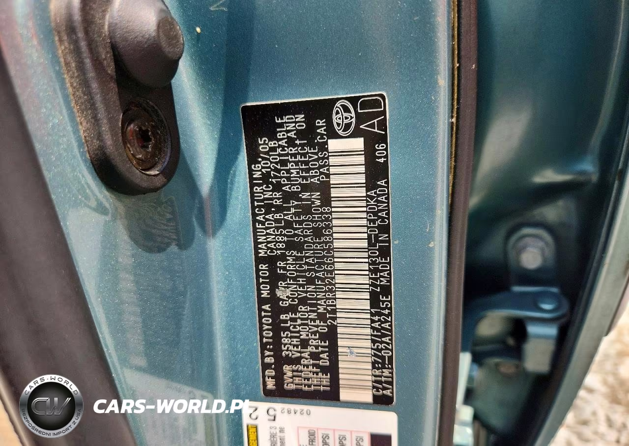 2006 Toyota Corolla Ce VIN:2T1BR32E66C586338 - 12