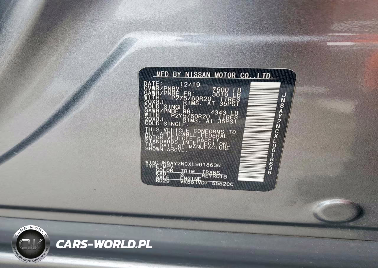 2020 Nissan Armada Sl VIN:JN8AY2NCXL9618636 - 13