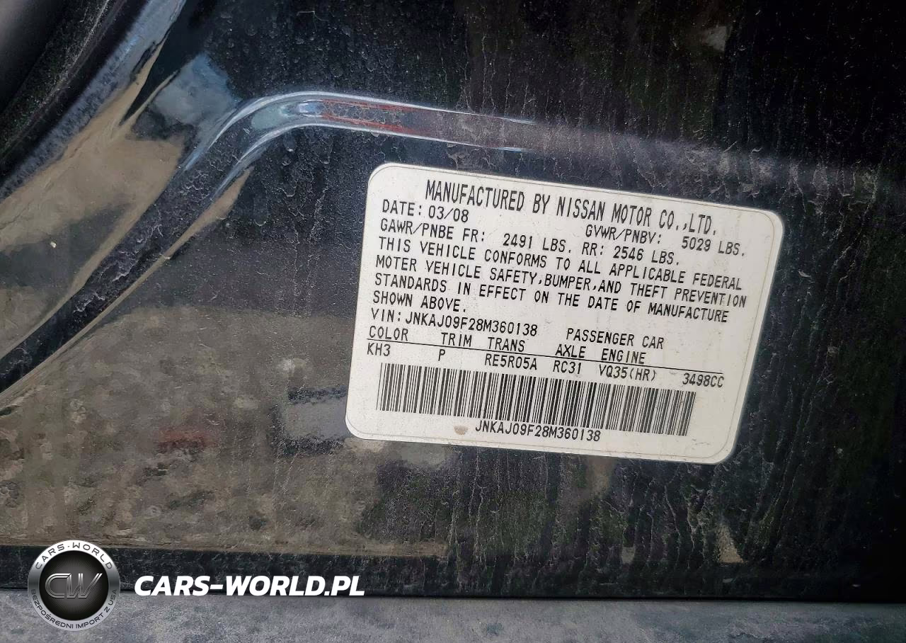 2008 Infiniti Ex35 Base VIN:JNKAJ09F28M360138 - 13