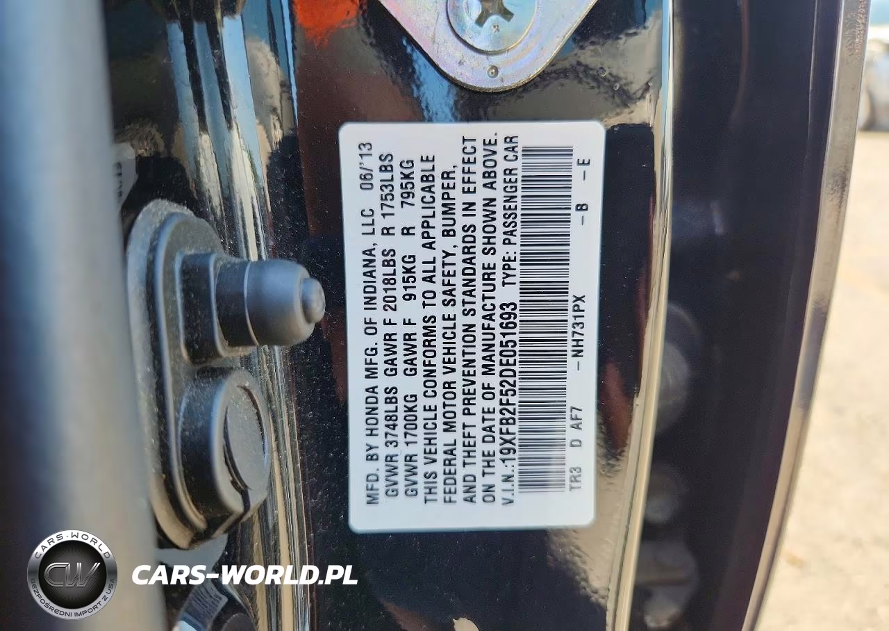 2013 Honda Civic Lx VIN:19XFB2F52DE051693 - 13
