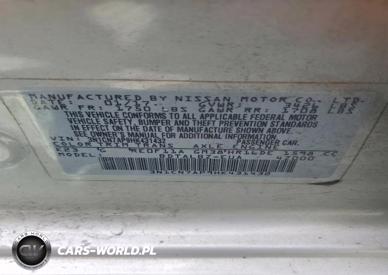 2017 Nissan Versa 1.6 Sv VIN:3N1CN7AP9HK431432 - 12
