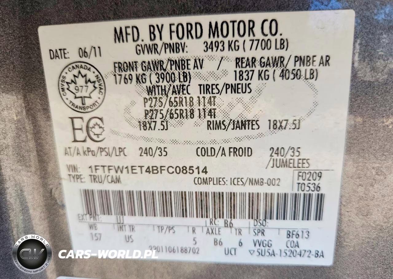 2011 Ford F150 Supercrew VIN:1FTFW1ET4BFC08514 - 12