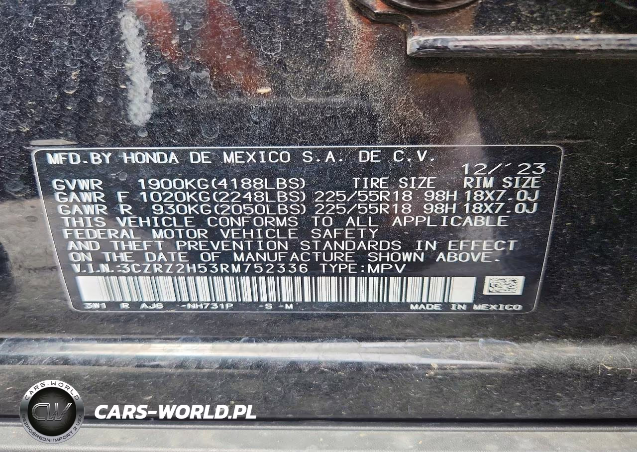 2024 Honda Hr-V Sport VIN:3CZRZ2H53RM752336 - 12