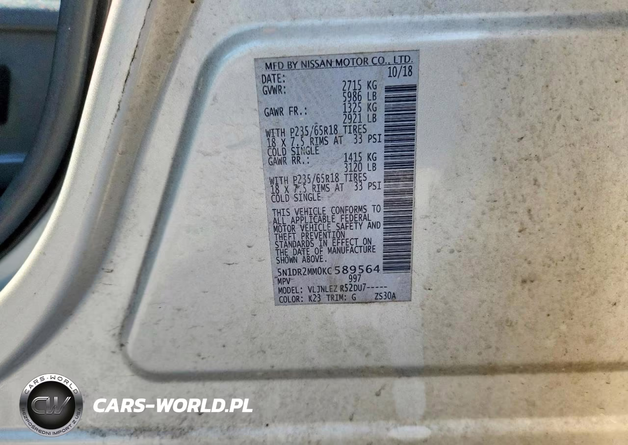 2019 Nissan Pathfinder Sv VIN:5N1DR2MM0KC589564 - 13