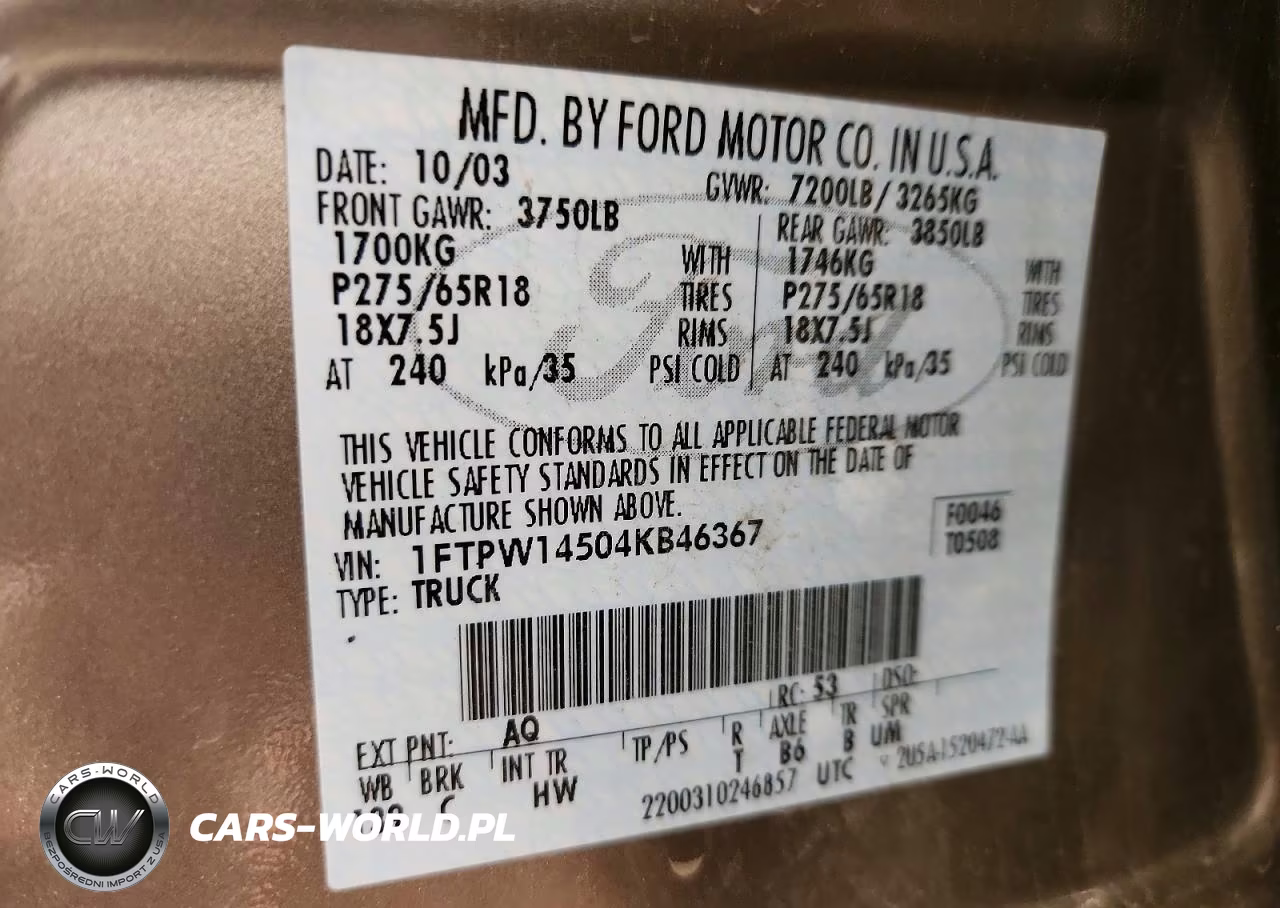 2004 Ford F150 Supercrew VIN:1FTPW14504KB46367 - 12