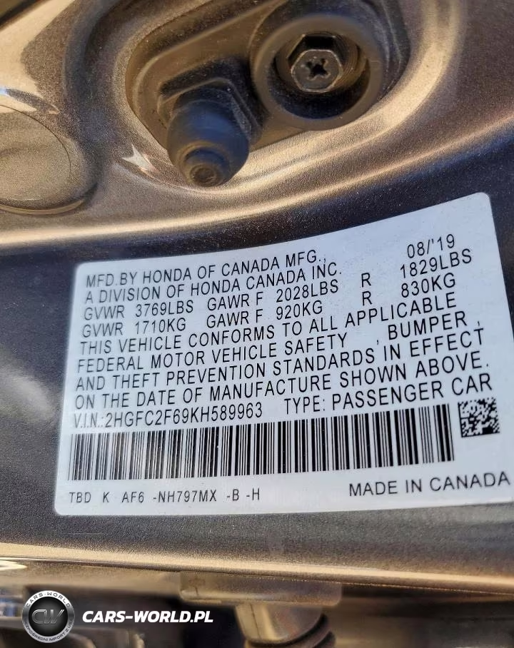 2019 Honda Civic Lx VIN:2HGFC2F69KH589963 - 12
