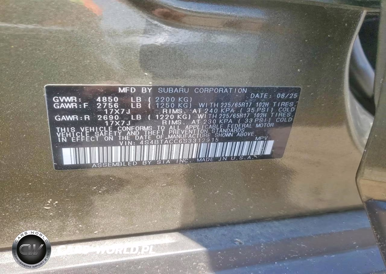 2025 Subaru Outback Premium VIN:4S4BTACC6S3312915 - 13