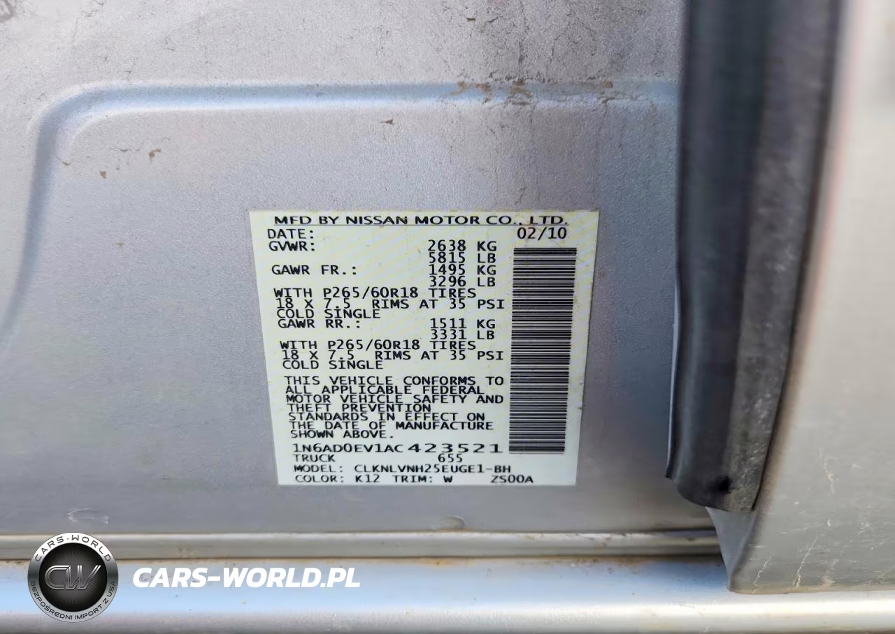 2010 Nissan Frontier Se V6 VIN:1N6AD0EV1AC423521 - 12