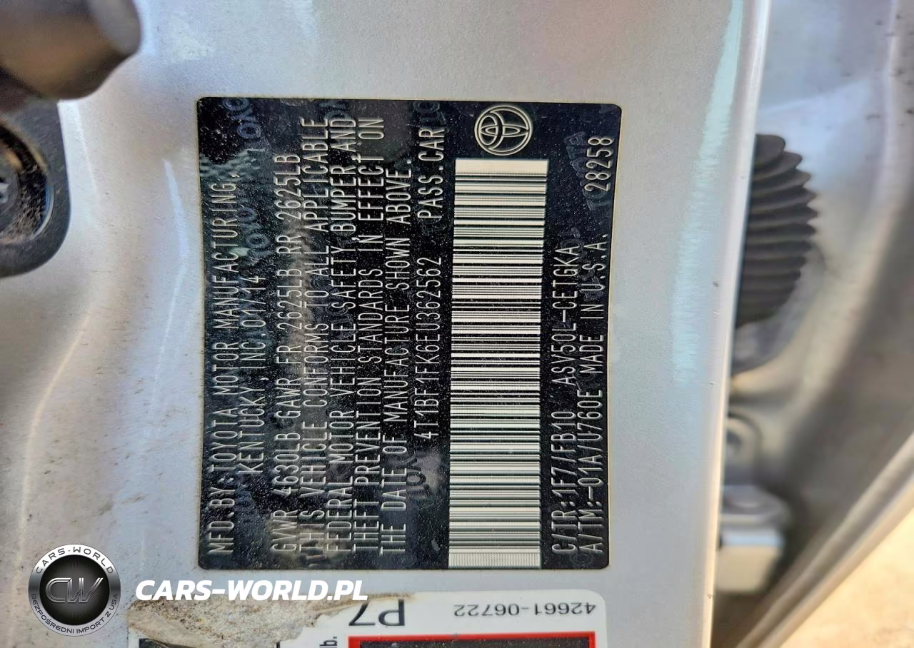 2014 Toyota Camry Xle VIN:4T1BF1FK6EU362562 - 12