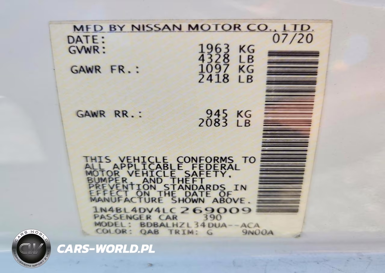 2020 Nissan Altima Sv VIN:1N4BL4DV4LC269009 - 13