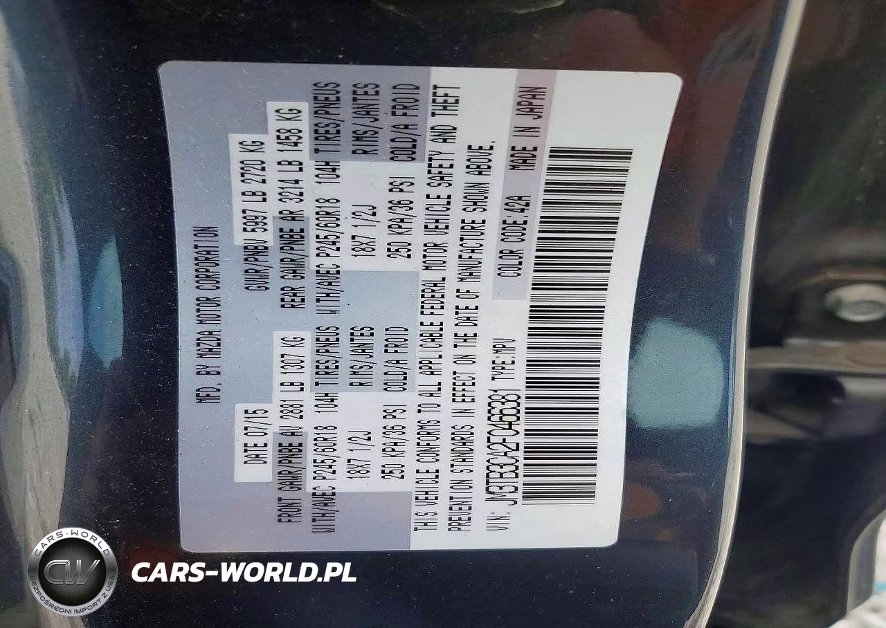 2015 Mazda Cx-9 Touring VIN:JM3TB3CA2F0466381 - 13