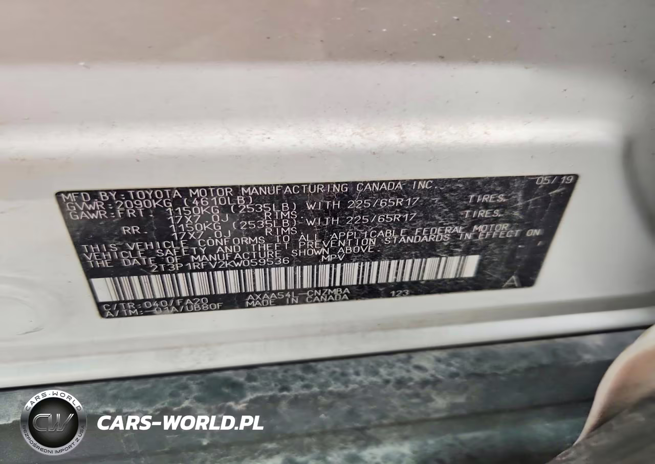 2019 Toyota Rav 4 VIN:2T3P1RFV2KW059536 - 13