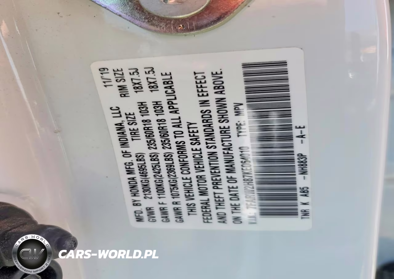 2019 Honda Cr-V Exl VIN:7FARW2H87KE064010 - 13