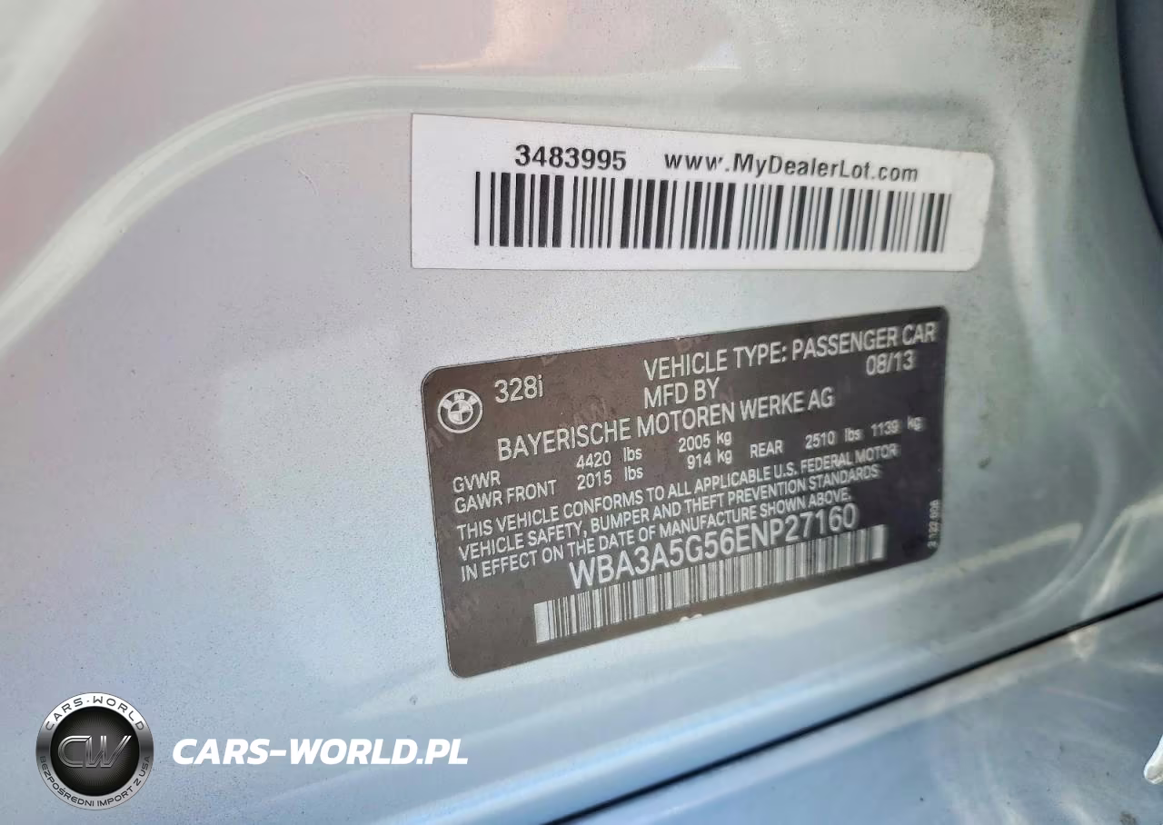2014 BMW 328 I VIN:WBA3A5G56ENP27160 - 12