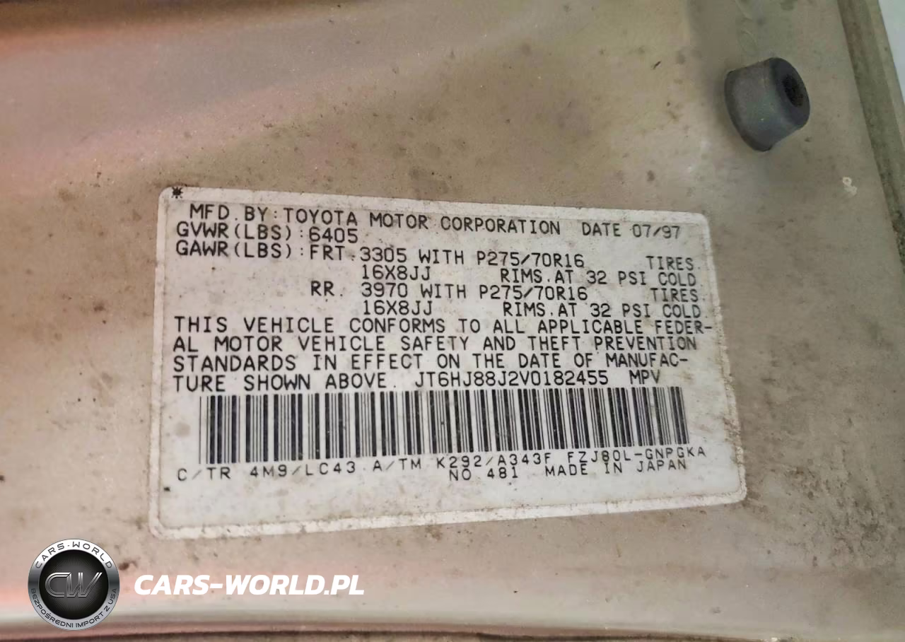 1997 Lexus Lx 450 VIN:JT6HJ88J2V0182455 - 13