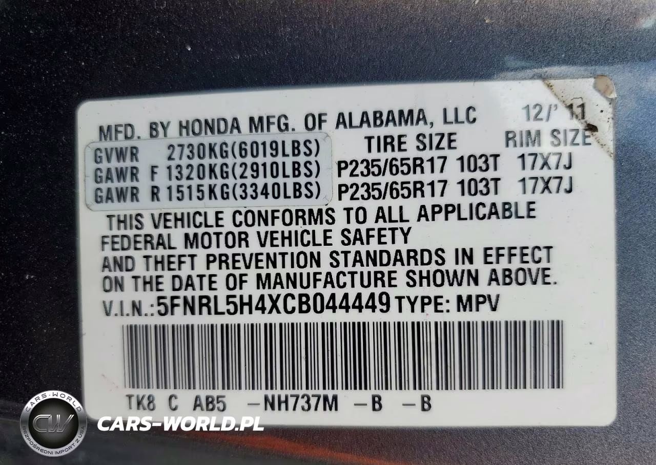 2012 Honda Odyssey Ex VIN:5FNRL5H4XCB044449 - 13