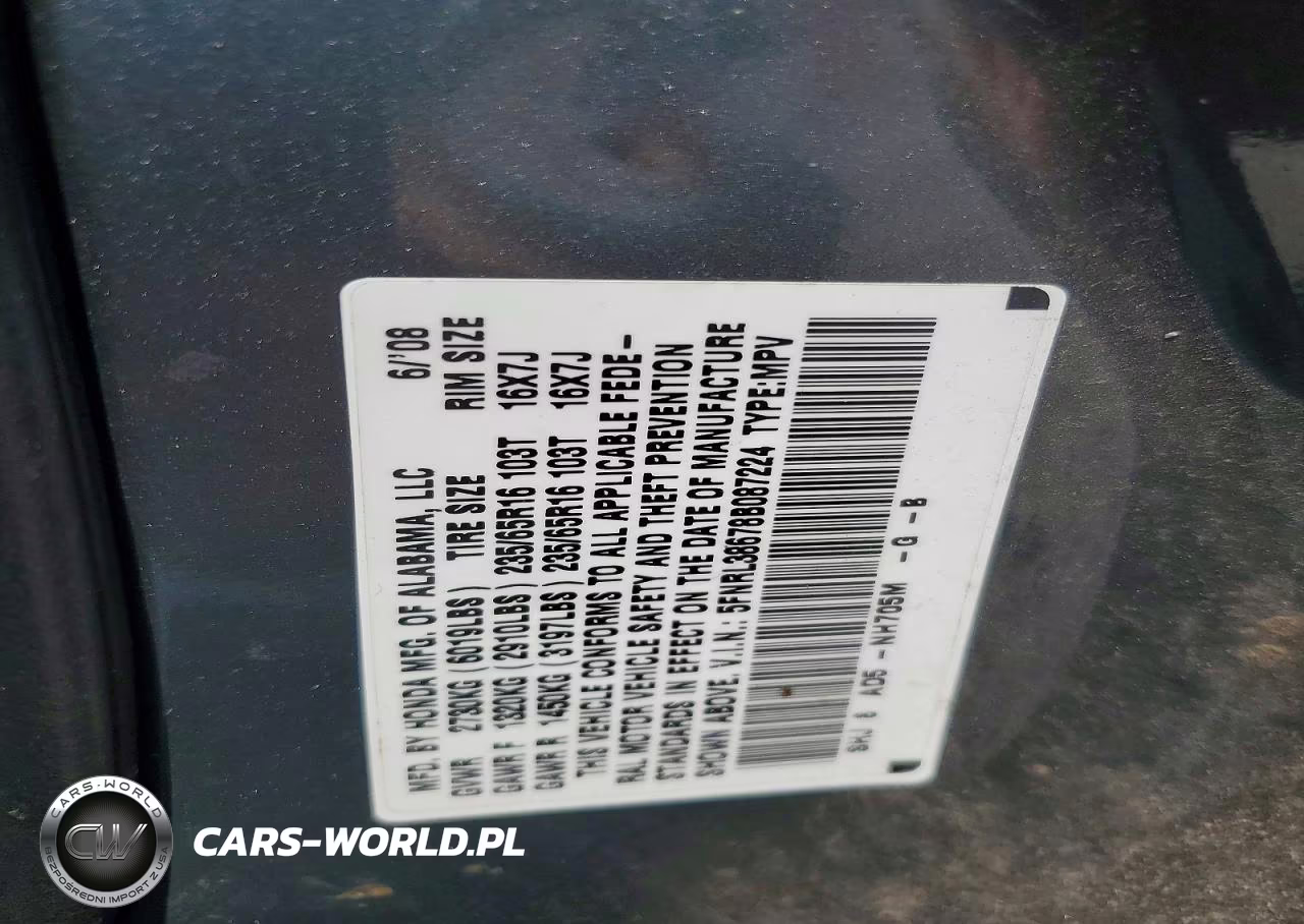 2008 Honda Odyssey Exl VIN:5FNRL38678B087224 - 13