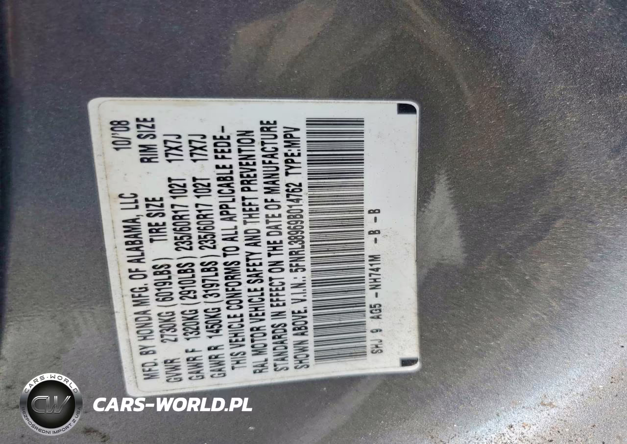 2009 Honda Odyssey Touring VIN:5FNRL38969B014762 - 14