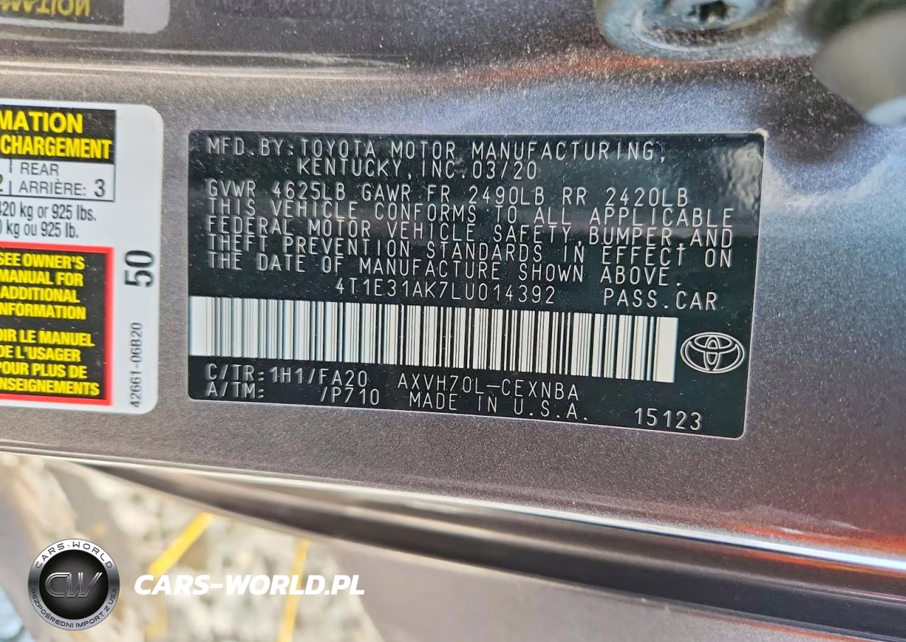 2020 Toyota Camry Le VIN:4T1E31AK7LU014392 - 12