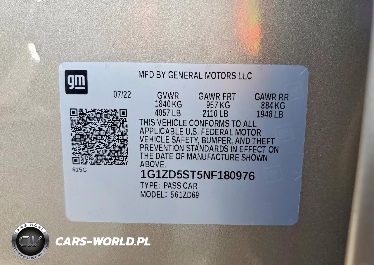 2022 Chevrolet Malibu Lt VIN:1G1ZD5ST5NF180976 - 12