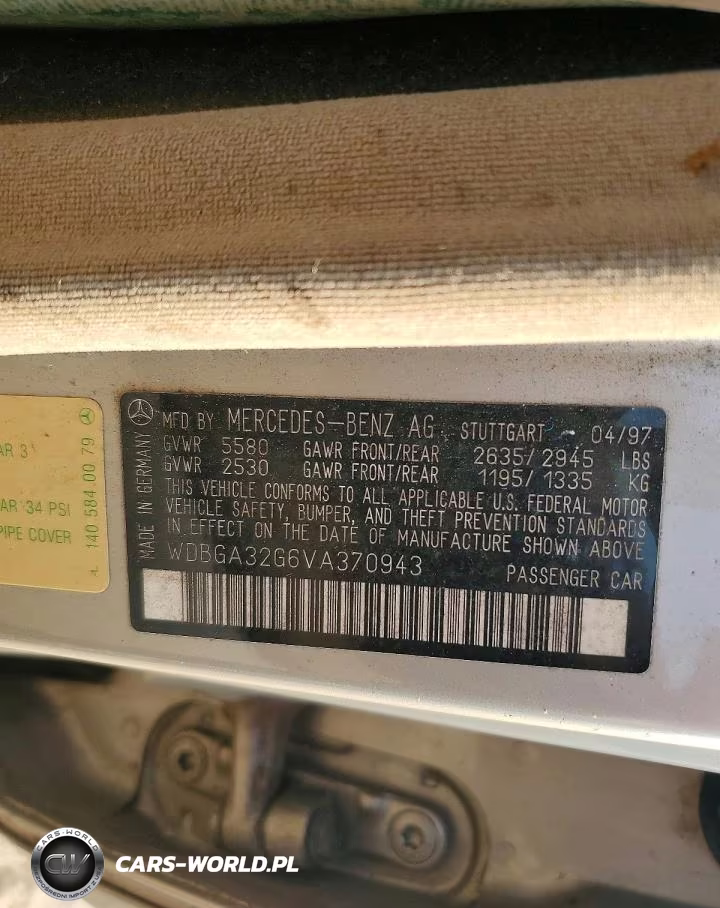 1997 Mercedes-Benz S 320W VIN:WDBGA32G6VA370943 - 12