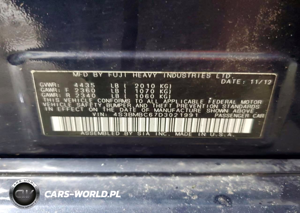2013 Subaru Legacy 2.5I Premium VIN:4S3BMBC67D3021991 - 12