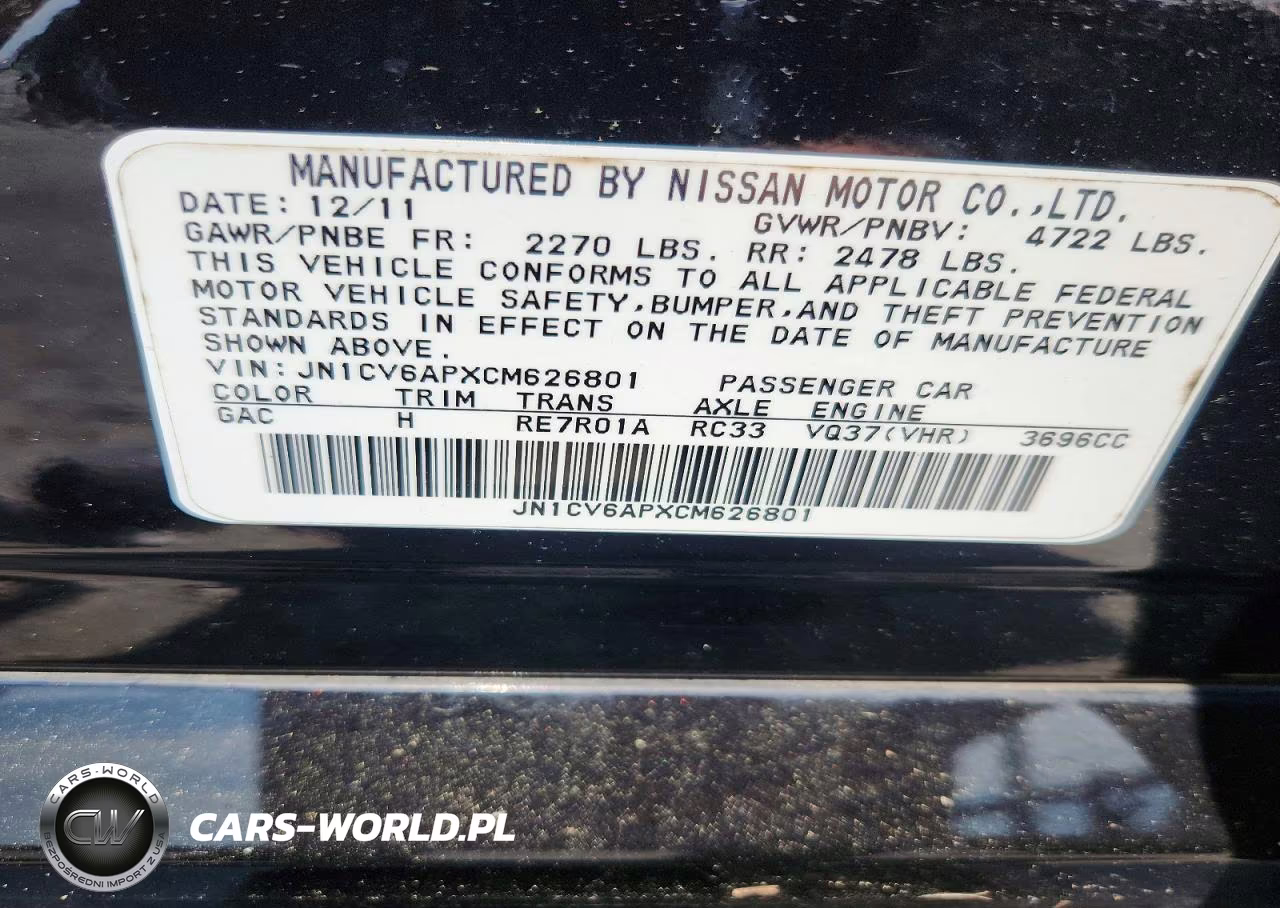 2012 Infiniti G37 Sedan Journey VIN:JN1CV6APXCM626801 - 12