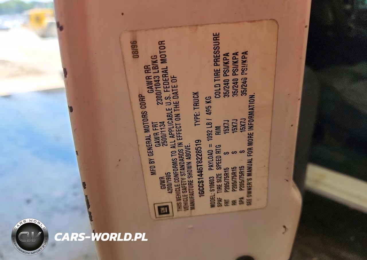 1996 Chevrolet S Truck S10 VIN:1GCCS1446T8228519 - 13