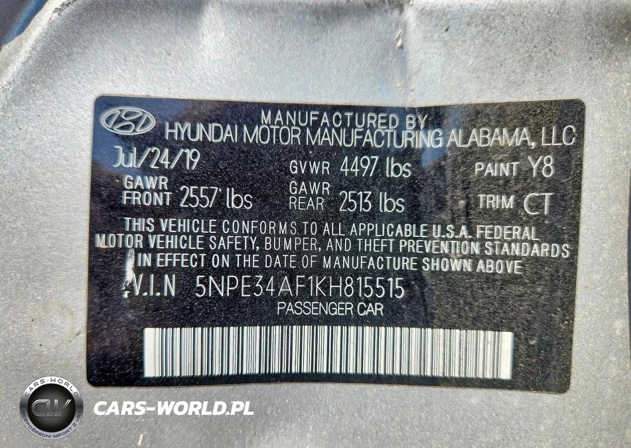 2019 Hyundai Sonata Sport VIN:5NPE34AF1KH815515 - 12