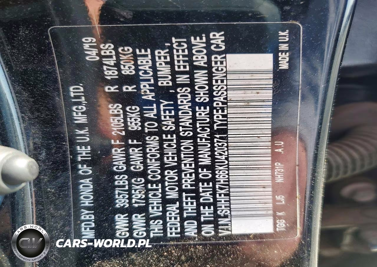 2019 Honda Civic Ex VIN:SHHFK7H66KU420371 - 12