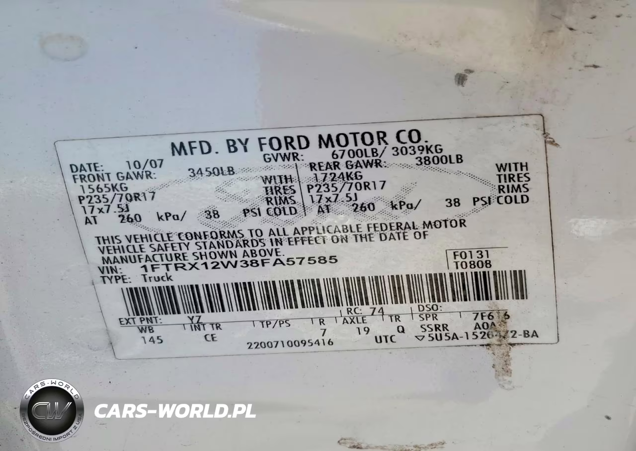 2008 Ford F150 VIN:1FTRX12W38FA57585 - 12