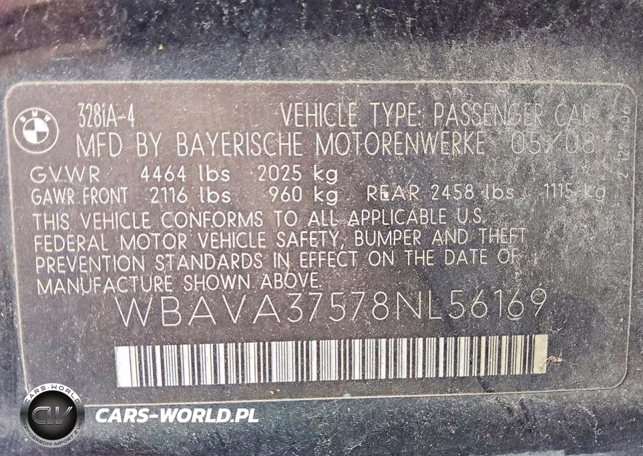 2008 BMW 328 I VIN:WBAVA37578NL56169 - 12