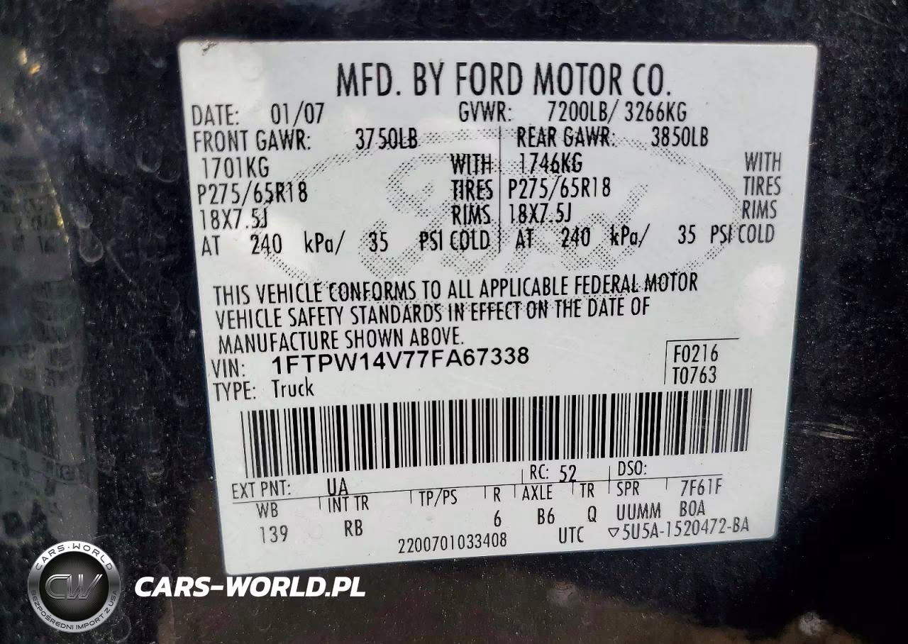 2007 Ford F150 Supercrew VIN:1FTPW14V77FA67338 - 13