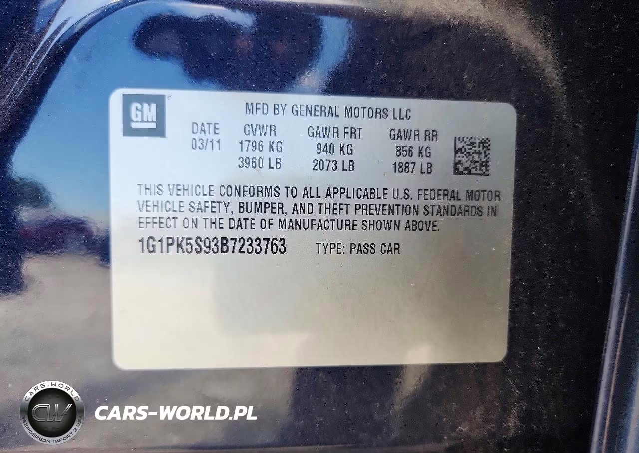 2011 Chevrolet Cruze Eco VIN:1G1PK5S93B7233763 - 12
