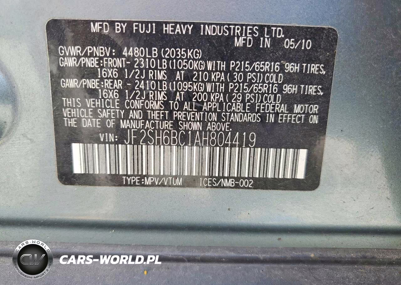 2010 Subaru Forester Xs VIN:JF2SH6BC1AH804419 - 13