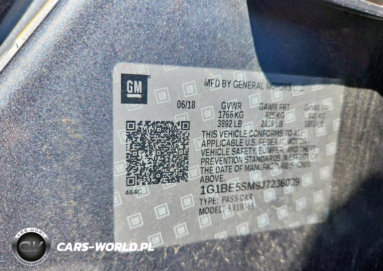 2018 Chevrolet Cruze Lt VIN:1G1BE5SM9J7236039 - 12