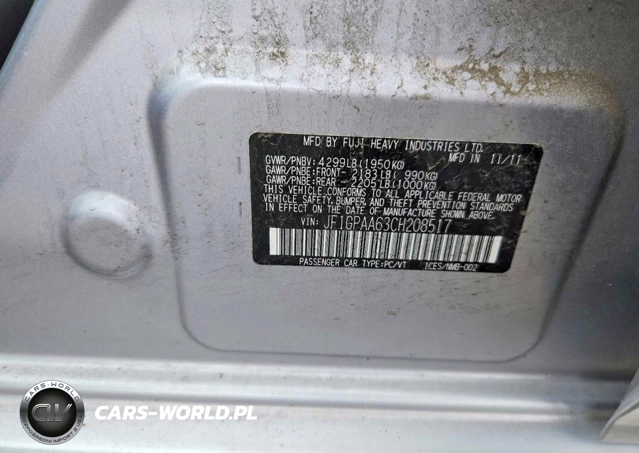 2012 Subaru Impreza VIN:JF1GPAA63CH208517 - 12