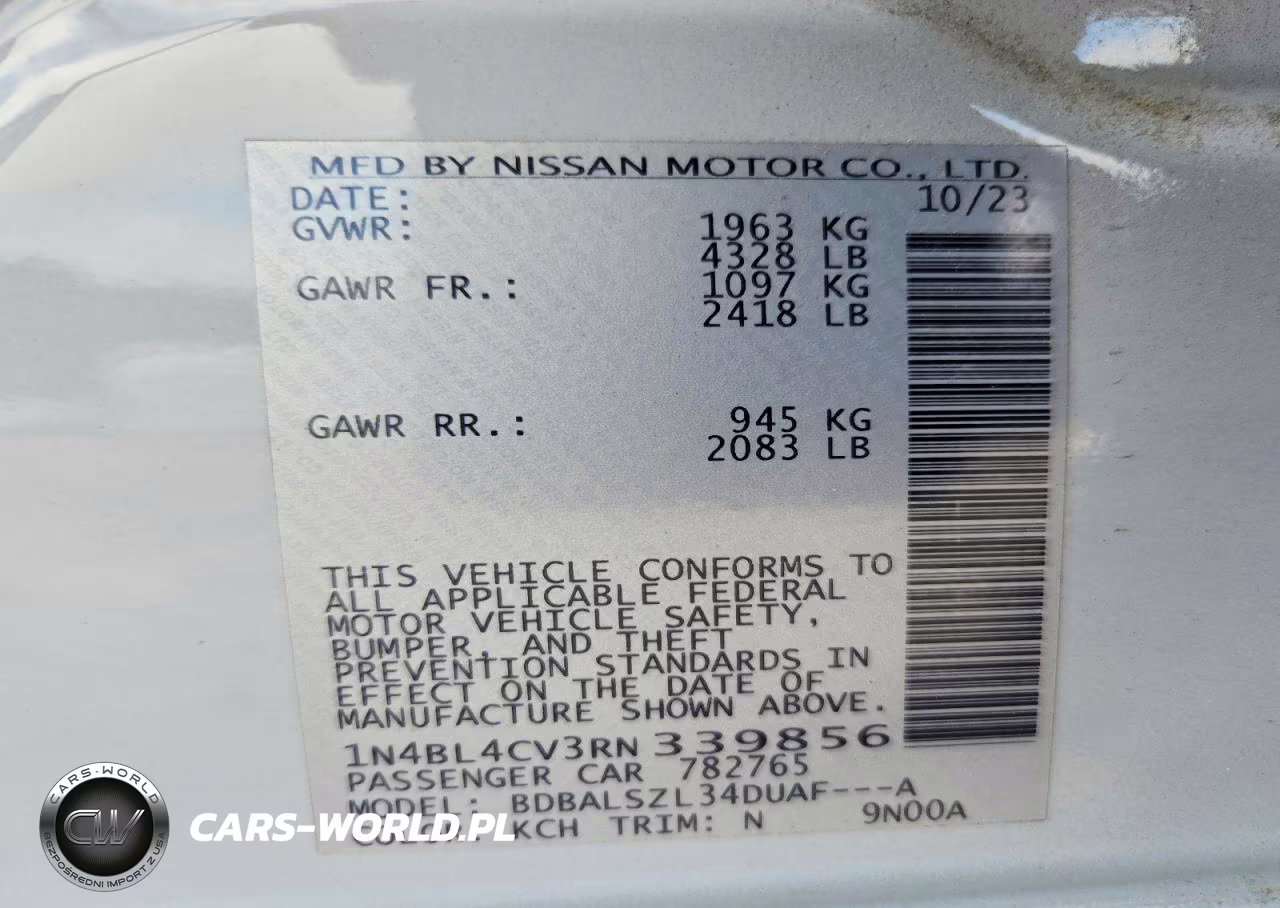 2024 Nissan Altima Sr VIN:1N4BL4CV3RN339856 - 13