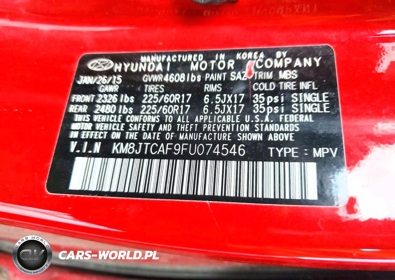 2015 Hyundai Tucson Gls VIN:KM8JTCAF9FU074546 - 13