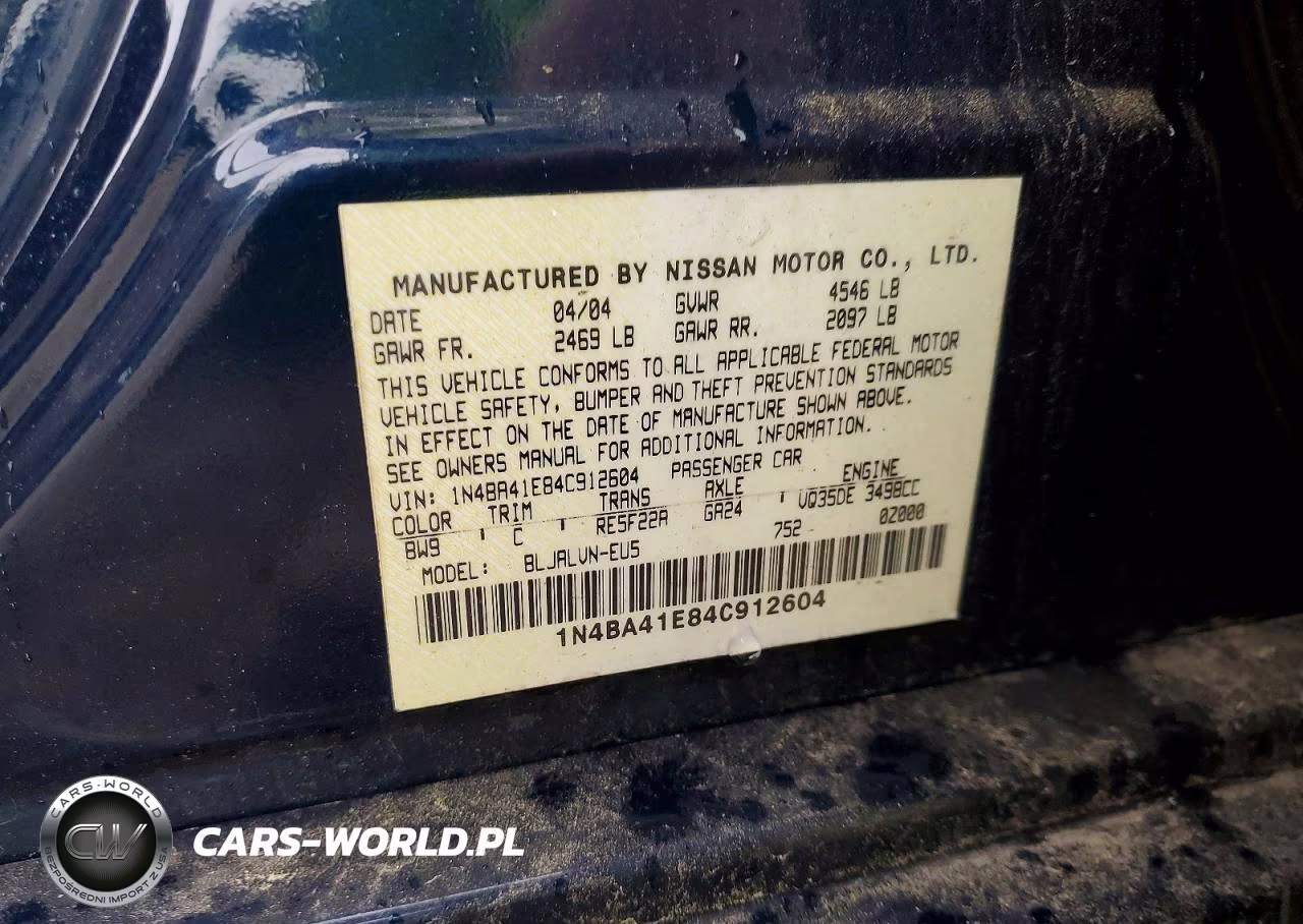 2004 Nissan Maxima 3.5 Se VIN:1N4BA41E84C912604 - 13