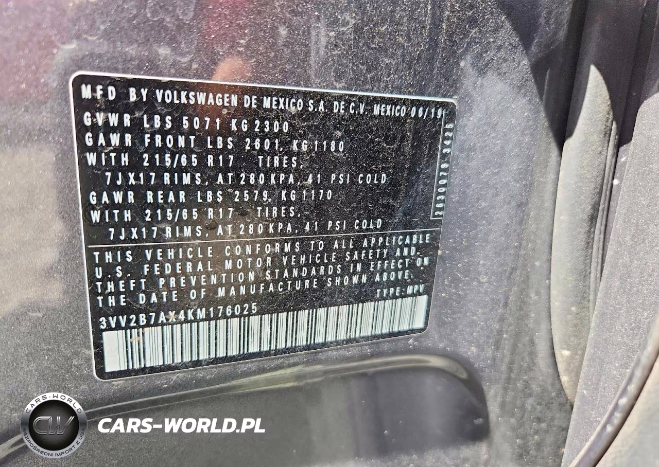2019 Volkswagen Tiguan Se VIN:3VV2B7AX4KM176025 - 14