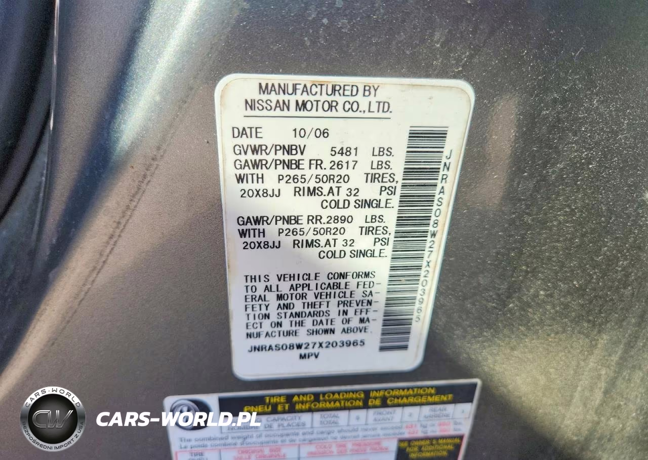 2007 Infiniti Fx35 Base VIN:JNRAS08W27X203965 - 13