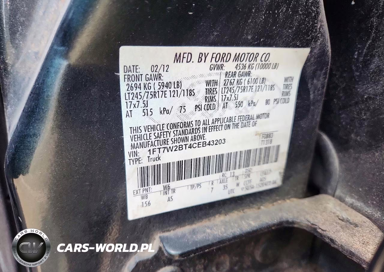 2012 Ford F250 Super Duty VIN:1FT7W2BT4CEB43203 - 12